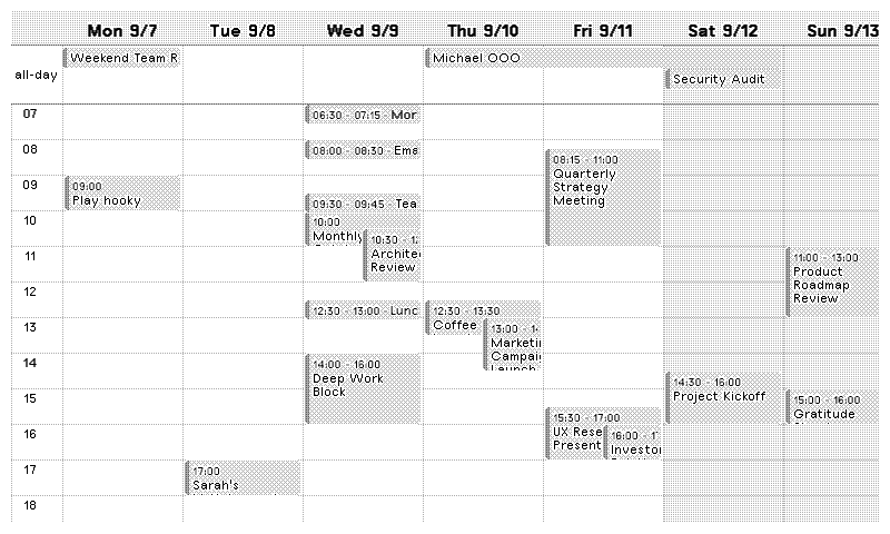 Apple Calendar Week layout
