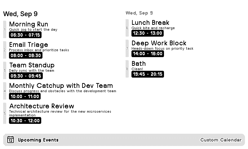 CalDAV Today Only layout