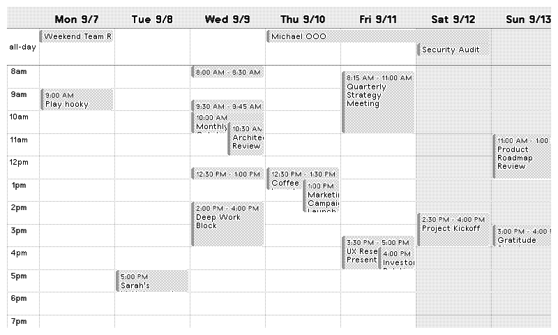 CalDAV Week layout
