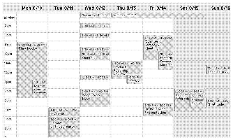 Google Calendar Week layout