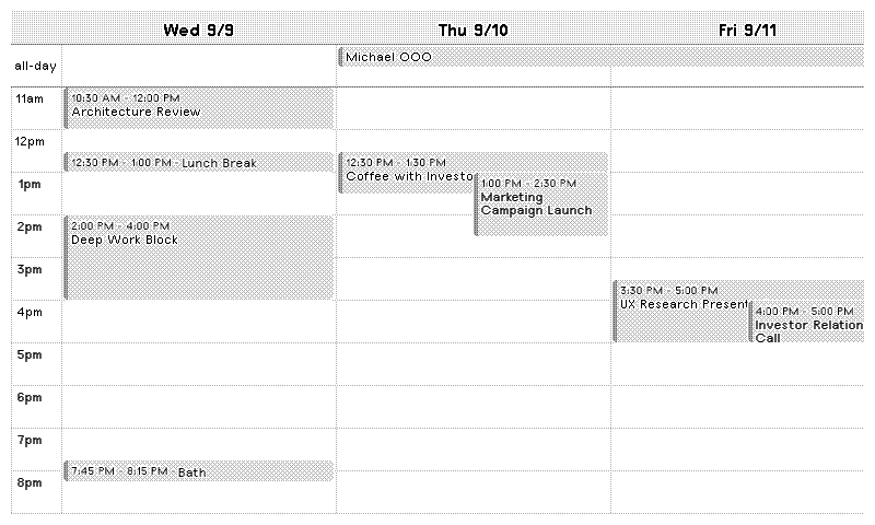 Nextcloud Calendar Three Day Week layout