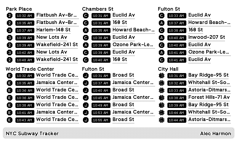 NYC Metro Schedule plugin preview