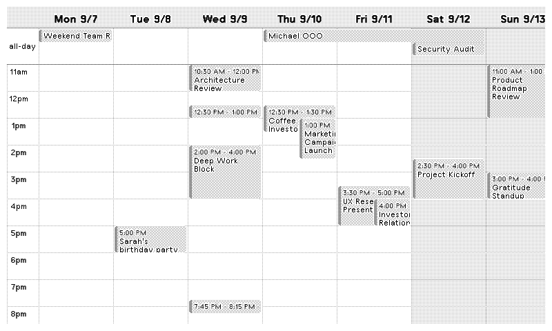 Proton Calendar Week layout